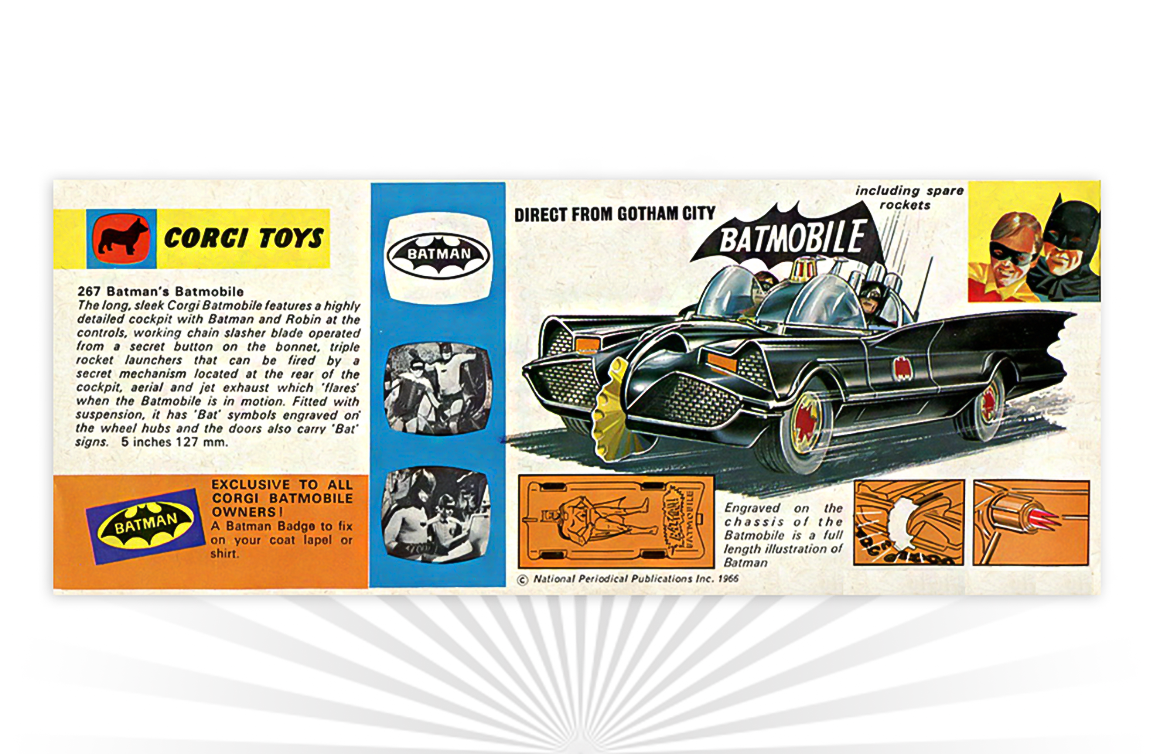 CORGI TOYS 267 BATMAN BATMOBILE 1966 A4 dimensioni Poster Pubblicità opuscolo sign 