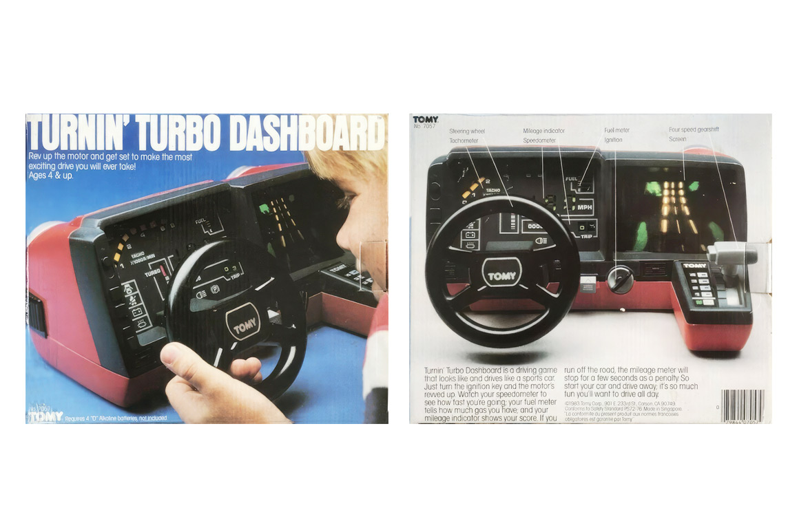 Packaging for Tomy's Turnin’ Turbo Dashboard