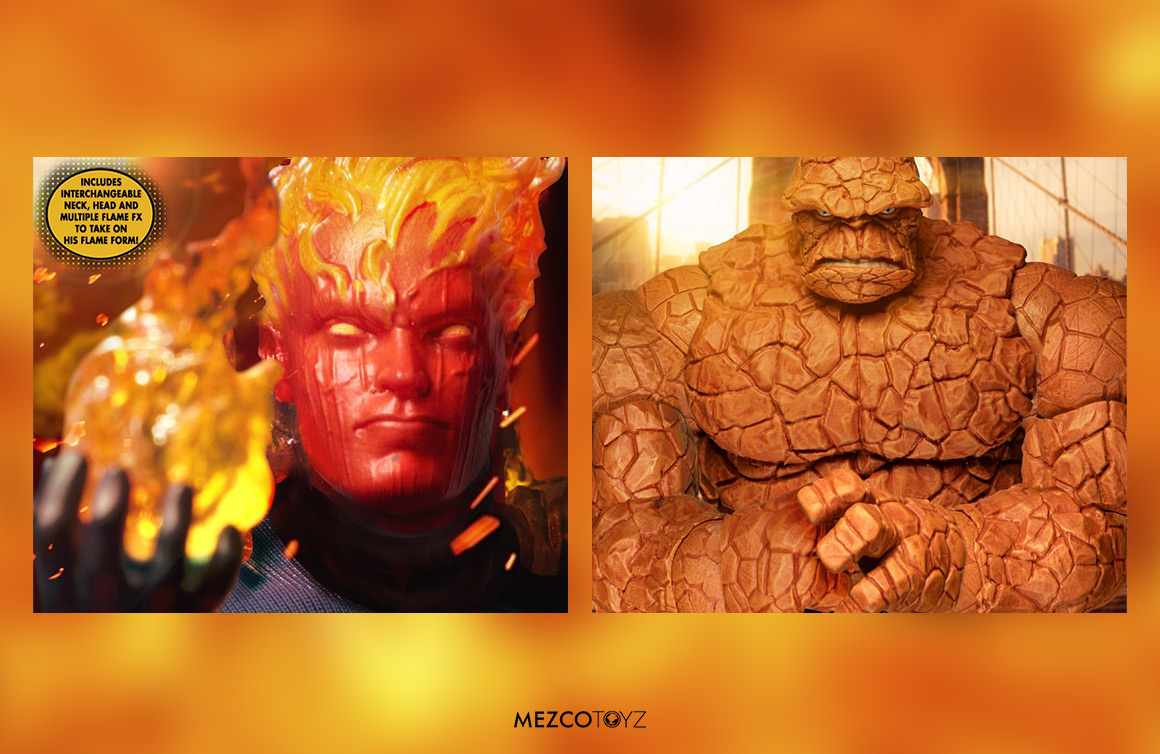Fantastic Four Human Torch and The Thing Mezco Toyz