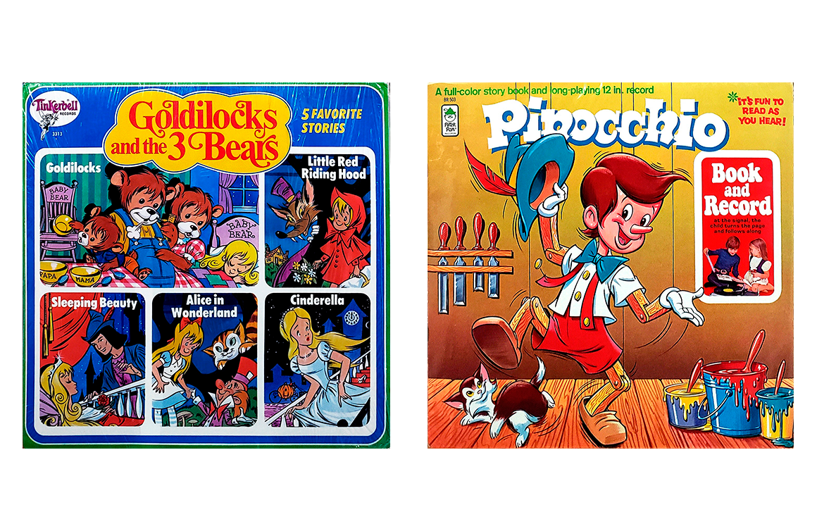 Children's Vintage Vinyl Records, Goldilocks and the Three Bears, Pinocchio