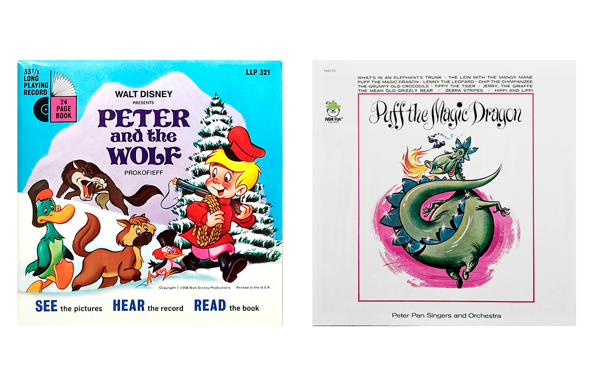 Children's Vintage Vinyl Records, Peter and the Wolf, Puff the Magic Dragon