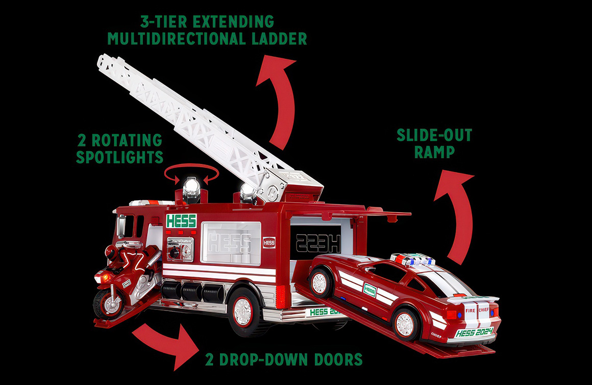 Hess 60th Anniversary Fire Truck With Car And Motorcycle