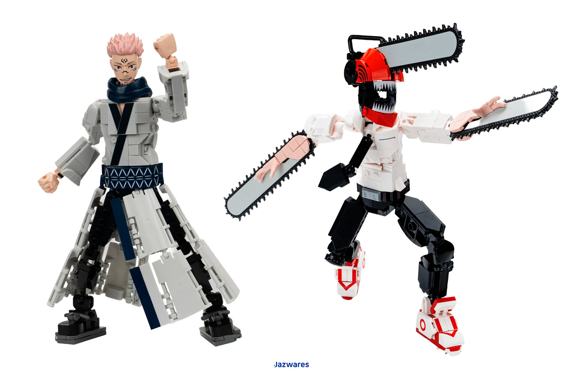 BLDR, Chainsaw Man Buildable Action Figure Construction Set, Ryomen Sukuna Buildable Action Figure Construction Set, Jazwares