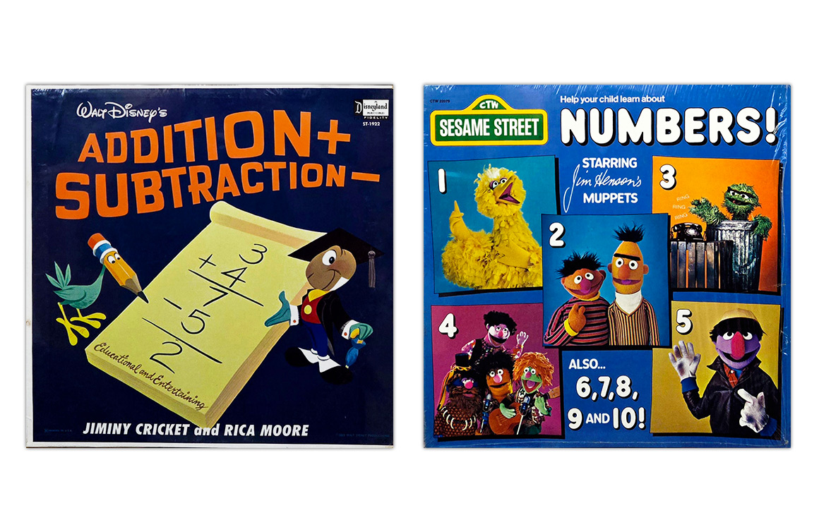 Children's Vintage Vinyl Records, Numbers! Sesame Street, Addition and Subtraction Disneyland