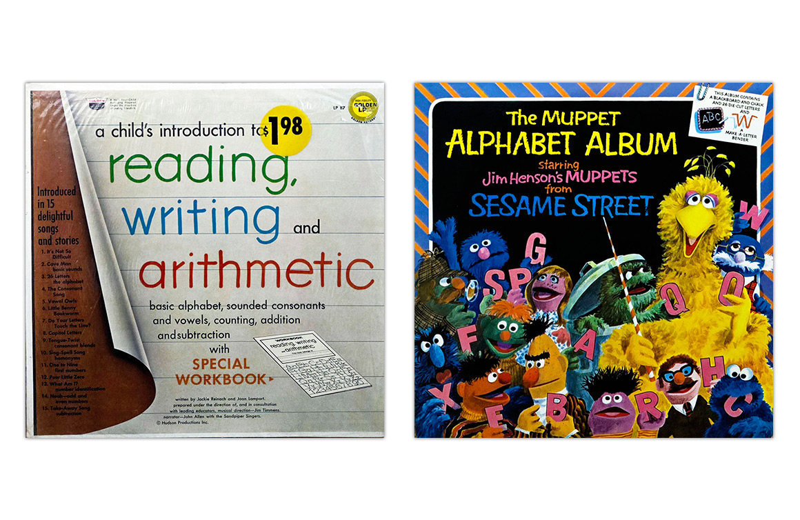 Children's Vintage Vinyl Records, The Muppet Alphabet Album Columbia, A Child’s Introduction to Reading, Writing and Arithmetic Golden Records