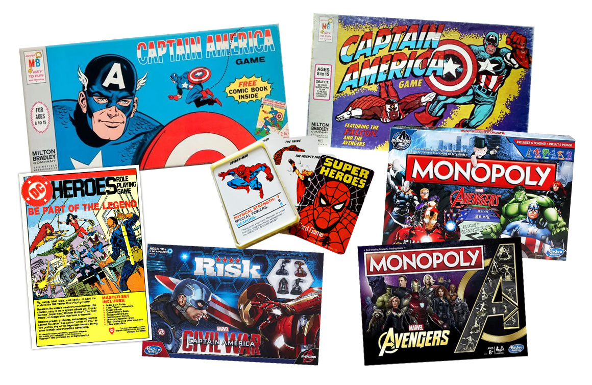 Vintage superhero board games, vintage Captain America board games, vintage Avengers board games